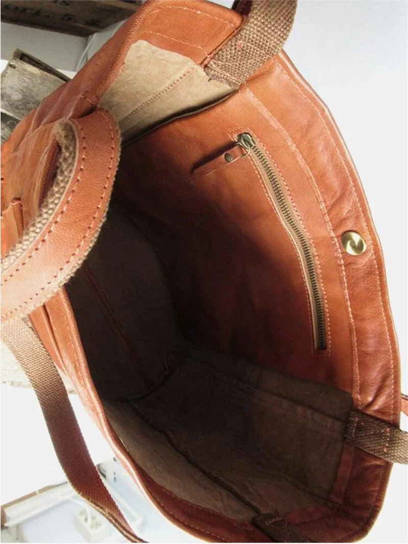 Elegant Retro Lædertaske med Stor Kapacitet