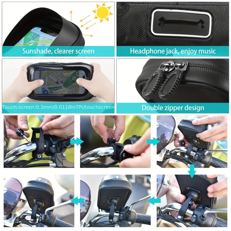 Vandtæt Smartphone Holder til Cykler og Motorcykler – 360° Rotationspose