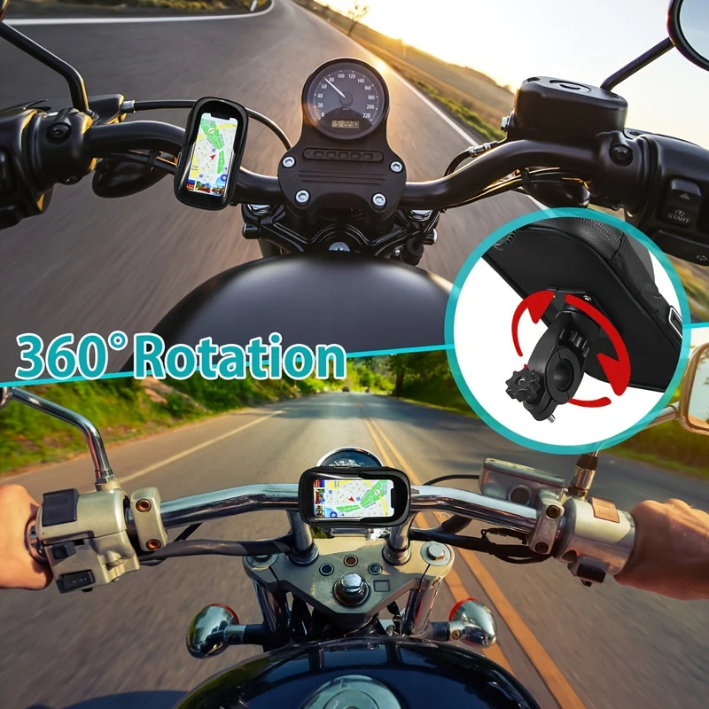 Vandtæt Smartphone Holder til Cykler og Motorcykler – 360° Rotationspose