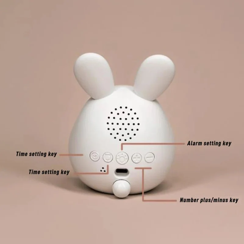 Sødt kaninformet vækkeur med LED natlys - BunnyBeam