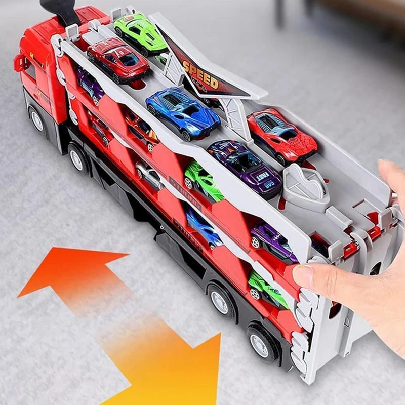 Stort Transportlastbil Med Trailer og Mini Biler