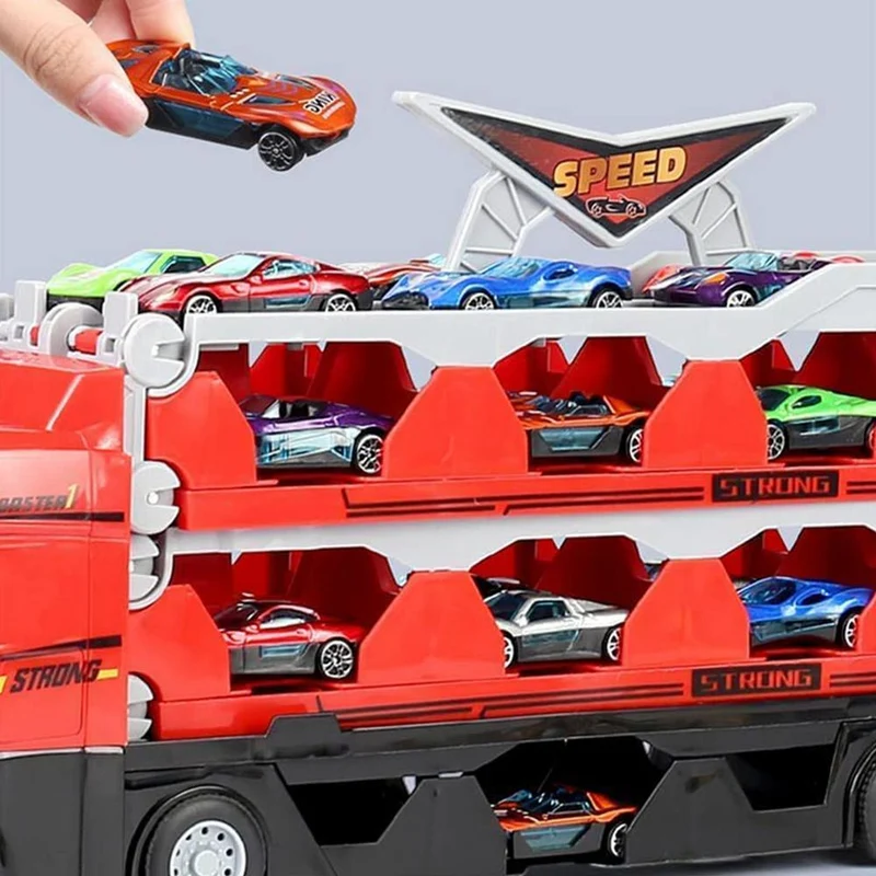 Stort Transportlastbil Med Trailer og Mini Biler