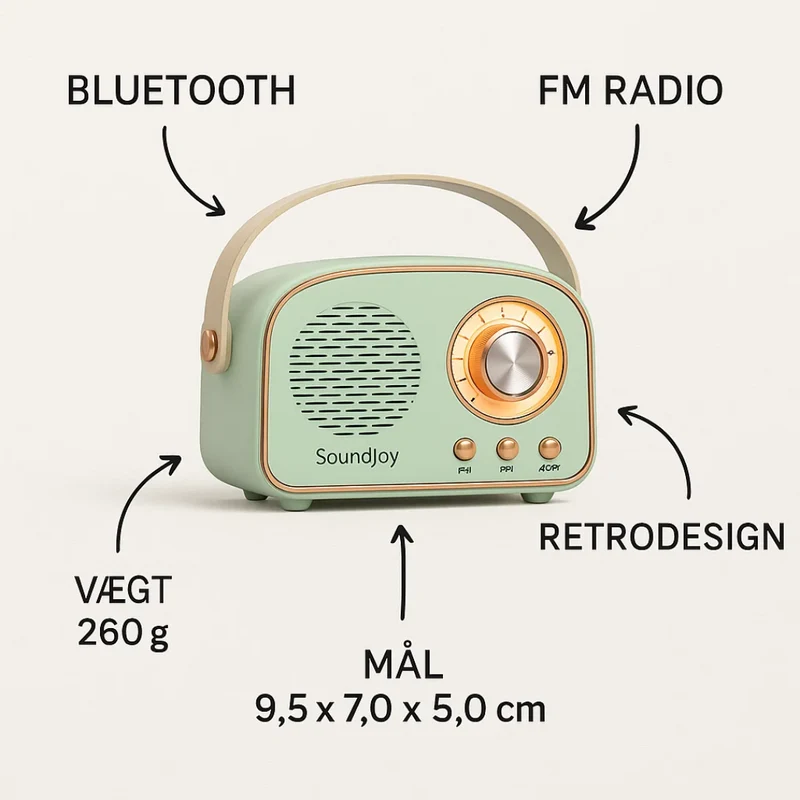VintageLyric | Bærbar Bluetooth Højttaler med FM Radio
