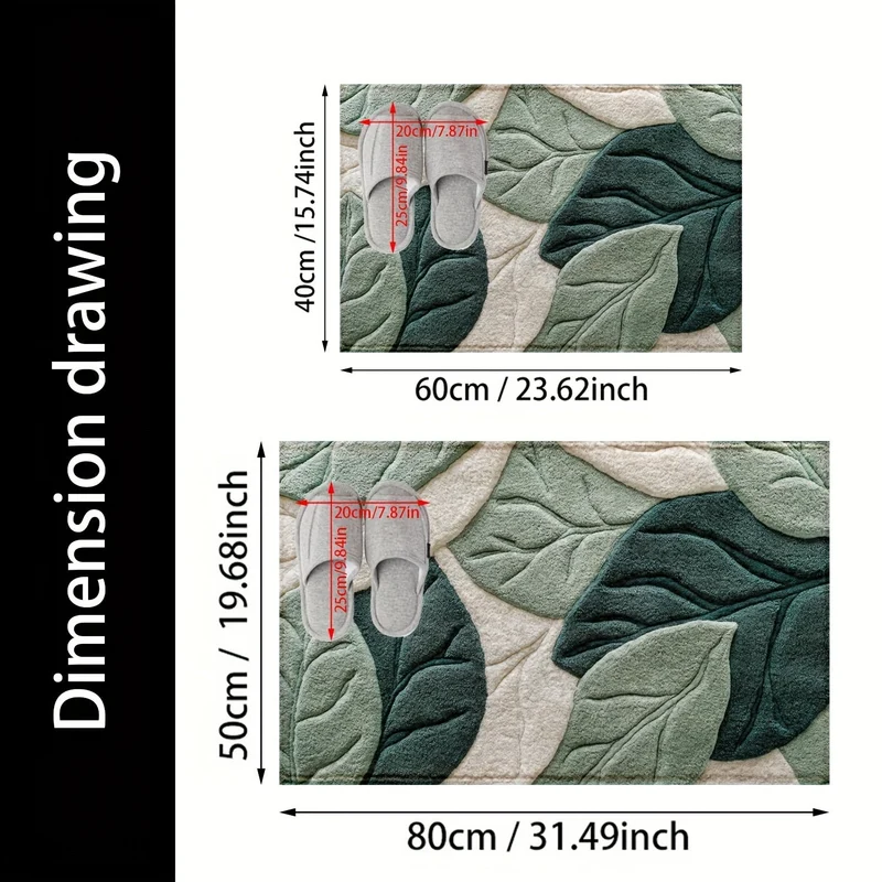 Blød og Absorberende Badeværelsesmåtte med Bladdesign