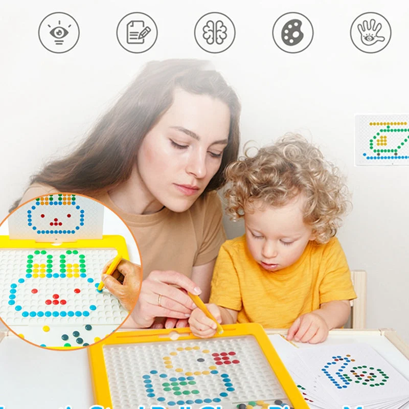 Interaktiv Magnetisk Tegneplade med Farverige Perler