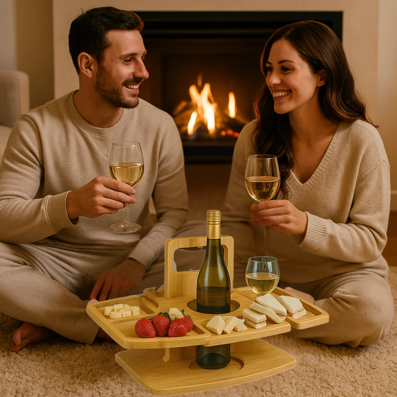 Fleksibel og Stilren Picnicbord i Træ - VinoHaven