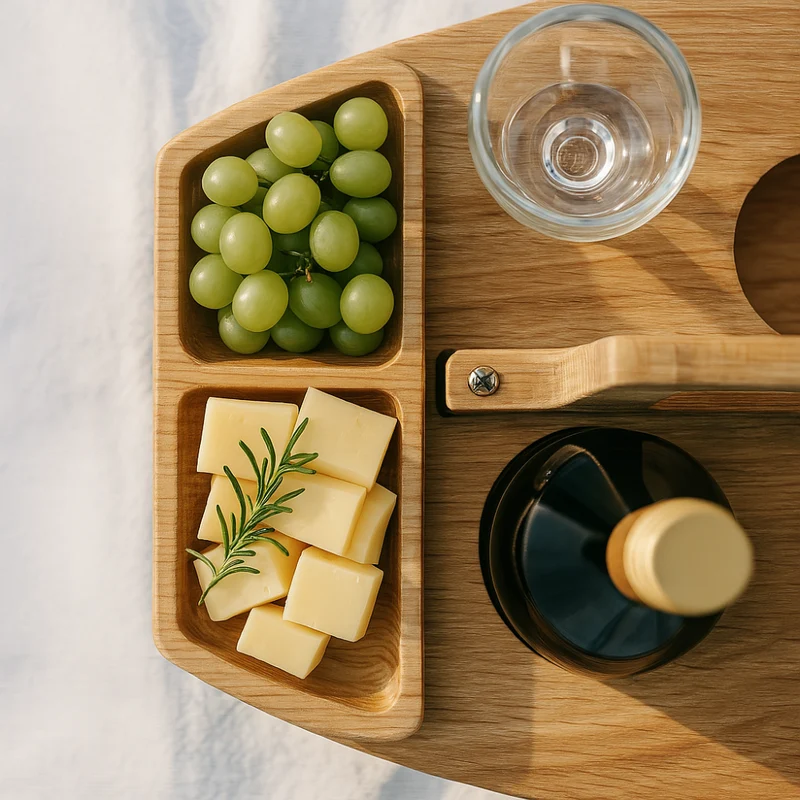 Fleksibel og Stilren Picnicbord i Træ - VinoHaven
