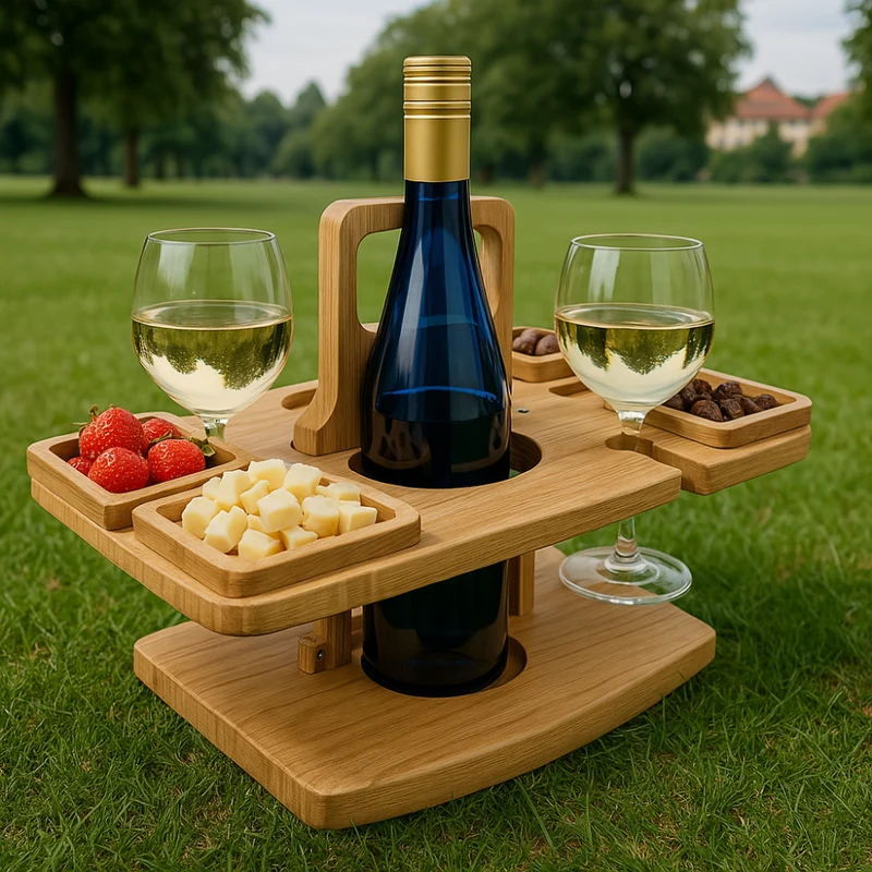 Fleksibel og Stilren Picnicbord i Træ - VinoHaven