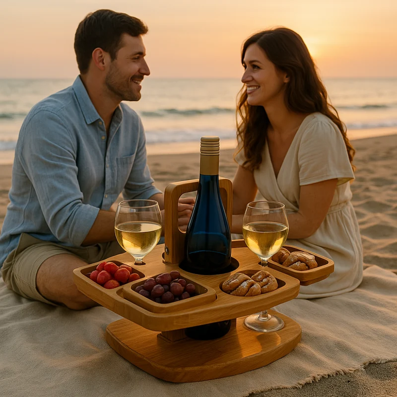 Fleksibel og Stilren Picnicbord i Træ - VinoHaven