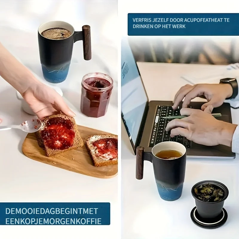 Håndlavet keramisk tekrus med praktisk infusor