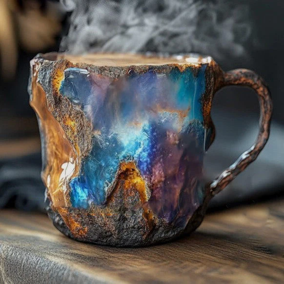Glitrende Krus til Kaffe | Håndlavet & Mineralglas | Isolerende & Mikrobølgevenlig | 350–450 ml