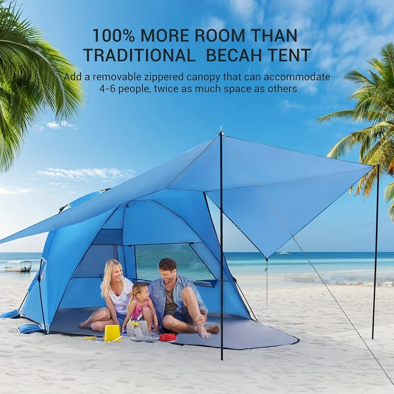 Smart Strandtelt SkyShade – Let og Rumligt til 4-6 Personer