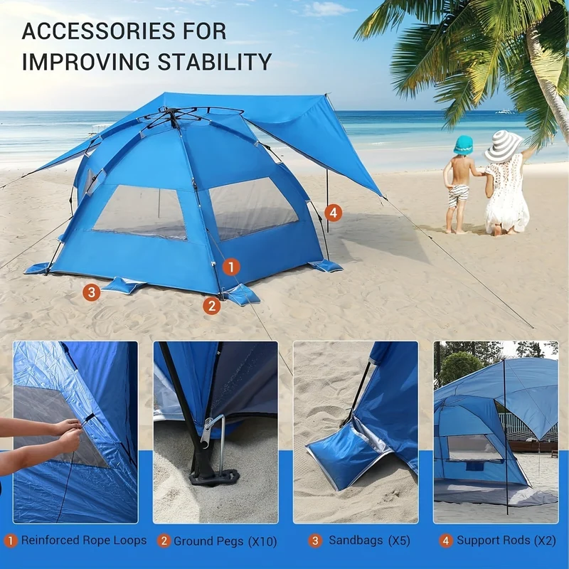 Smart Strandtelt SkyShade – Let og Rumligt til 4-6 Personer