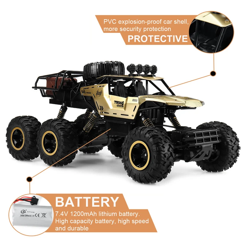 Terræn RC Lastbil med 6 Hjul | 1:12 Monstermodel med 52 km/t