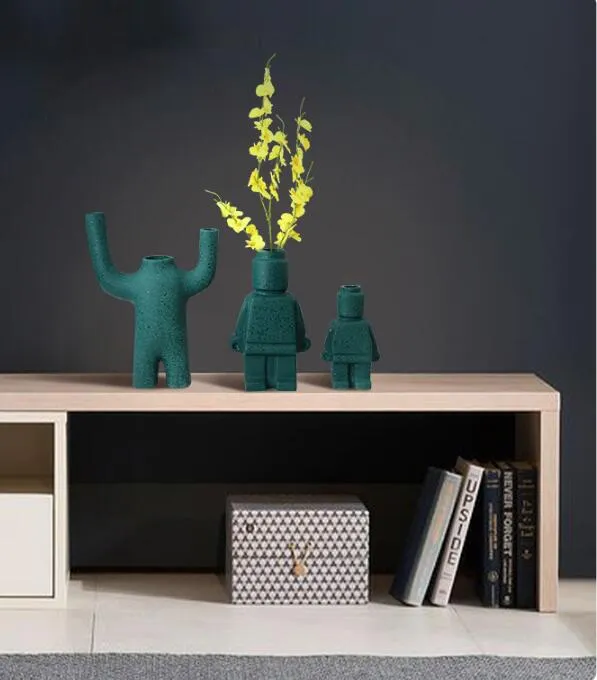 Farverige Robotplanter i Keramik - PixelPotter