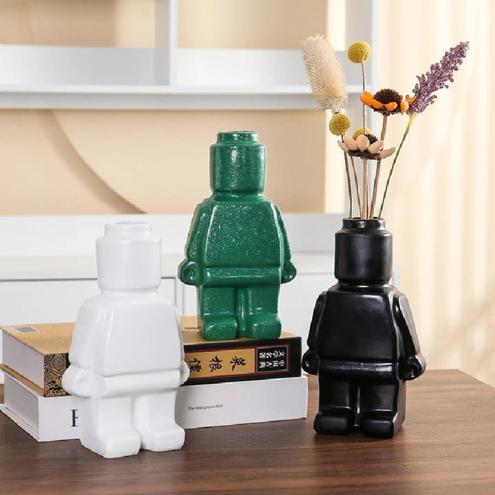 Farverige Robotplanter i Keramik - PixelPotter