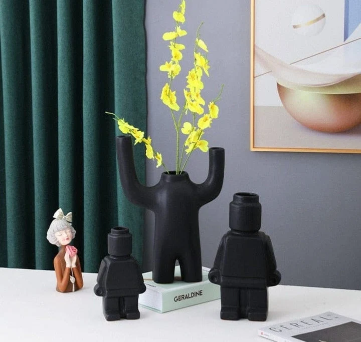 Farverige Robotplanter i Keramik - PixelPotter