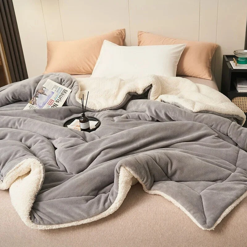 LuxeWool - Vendbar fleece tæppe til sofa eller seng
