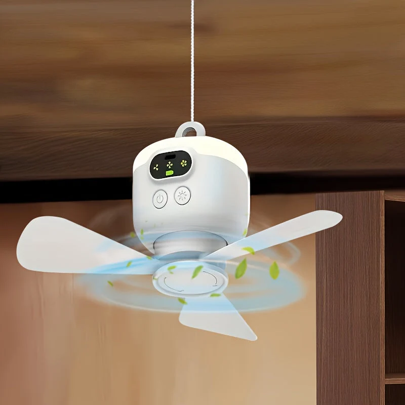 Bærbar USB-Genopladelig Ventilator med LED-Lys