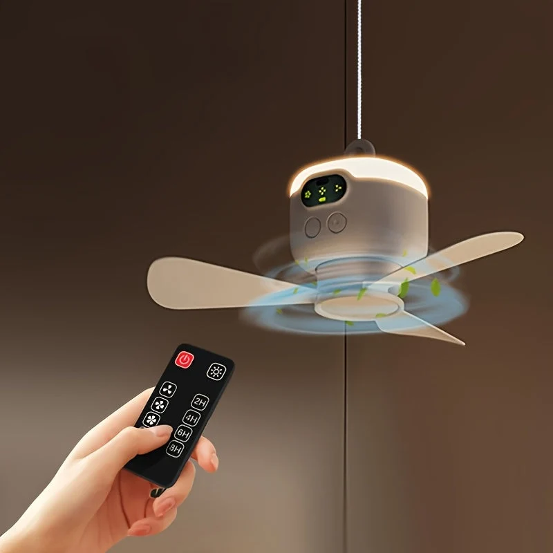 Bærbar USB-Genopladelig Ventilator med LED-Lys