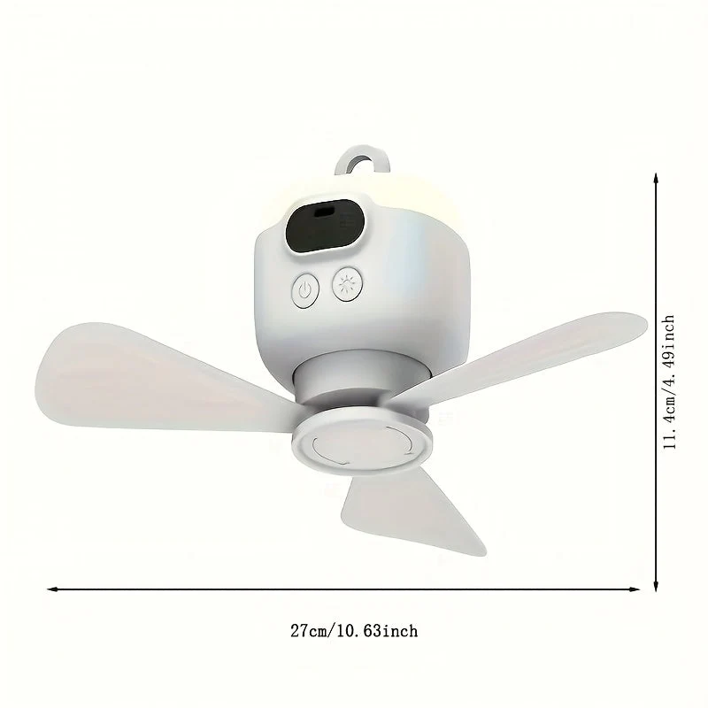 Bærbar USB-Genopladelig Ventilator med LED-Lys