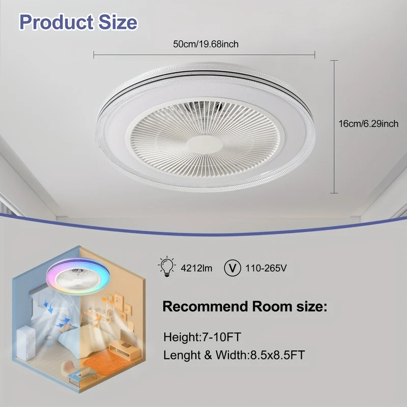 Smart Loft Ventilator med RGB-belysning – Stilfuld og Effektiv