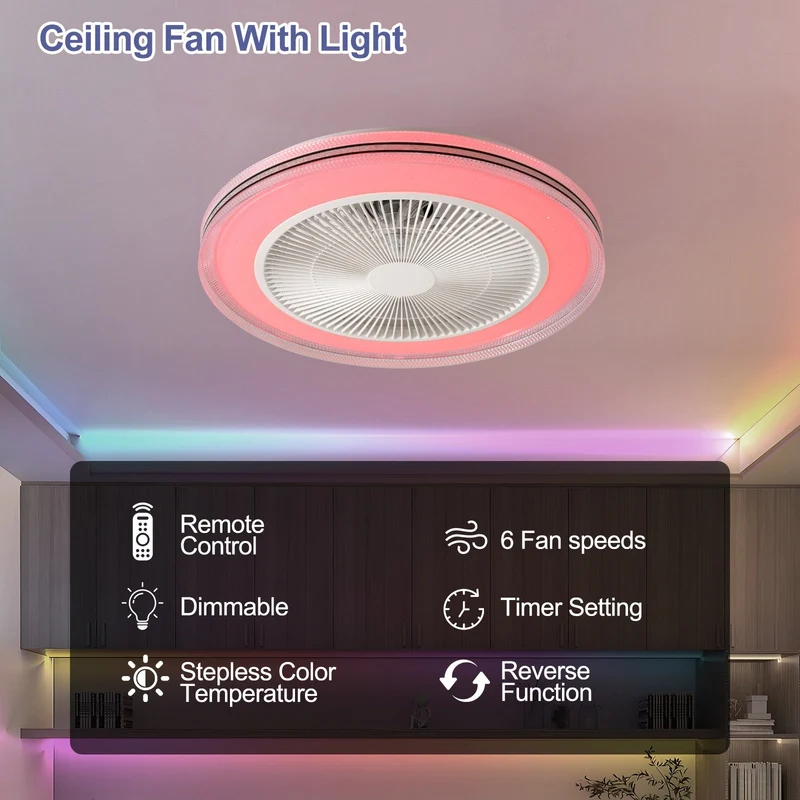Smart Loft Ventilator med RGB-belysning – Stilfuld og Effektiv