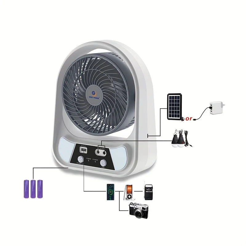 Bærbar Solventilator med LED Nattelys – Multifunktionel og Genopladelig