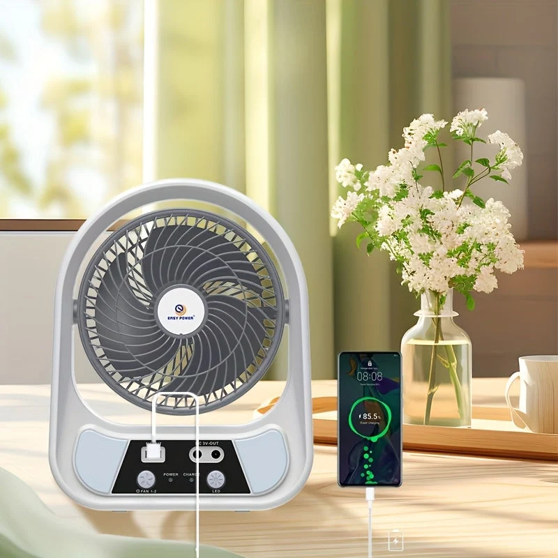 Bærbar Solventilator med LED Nattelys – Multifunktionel og Genopladelig