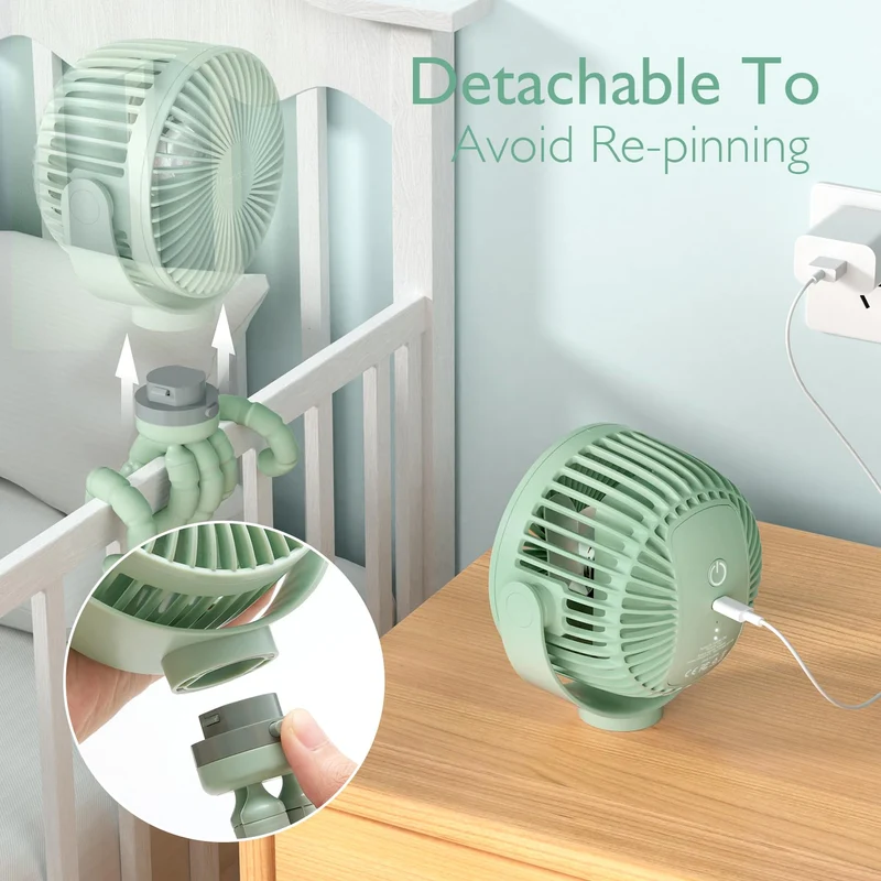 Bærbar USB-ventilator til rejser med genopladeligt batteri
