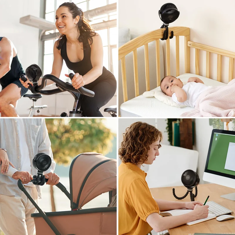 Bærbar USB-ventilator til rejser med genopladeligt batteri