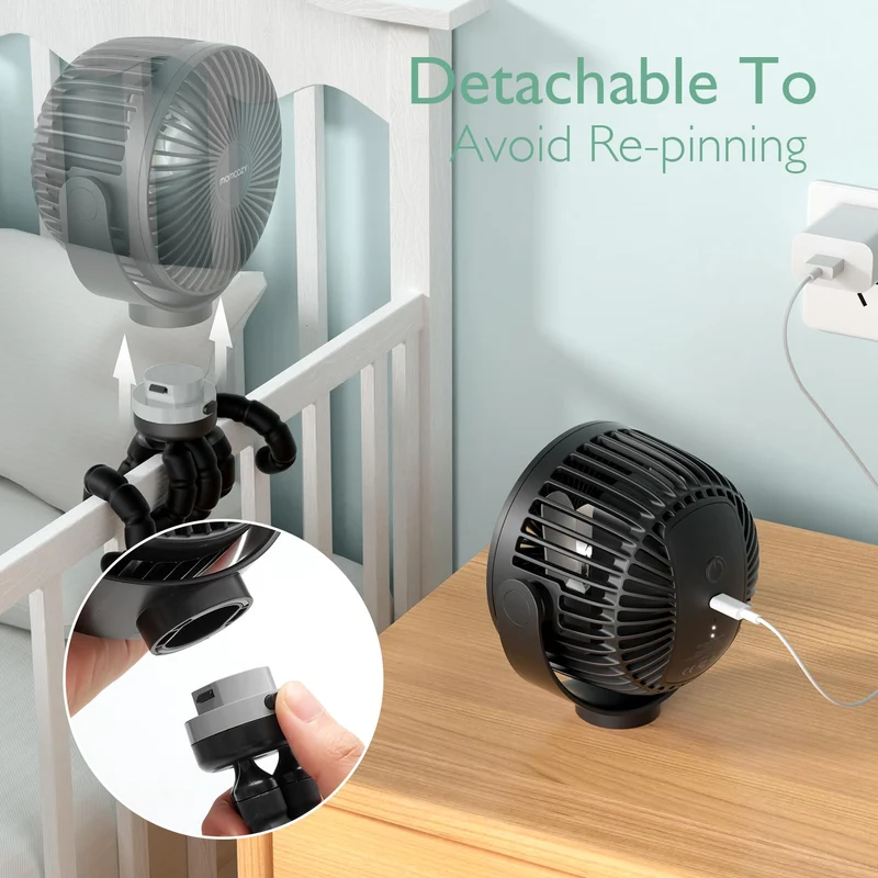 Bærbar USB-ventilator til rejser med genopladeligt batteri