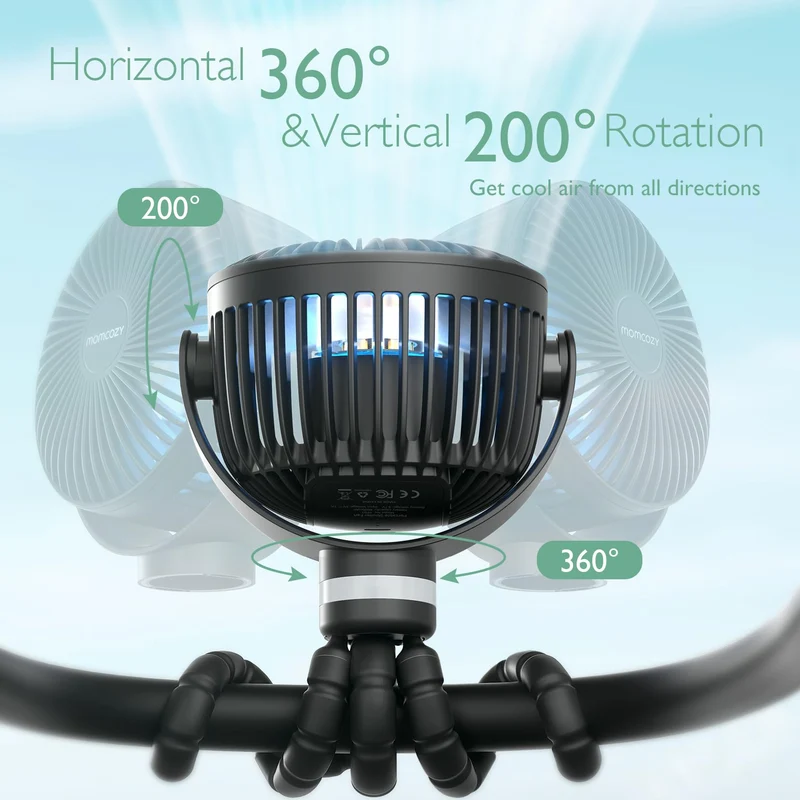 Bærbar USB-ventilator til rejser med genopladeligt batteri