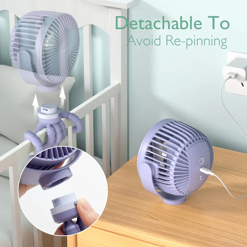 Bærbar USB-ventilator til rejser med genopladeligt batteri