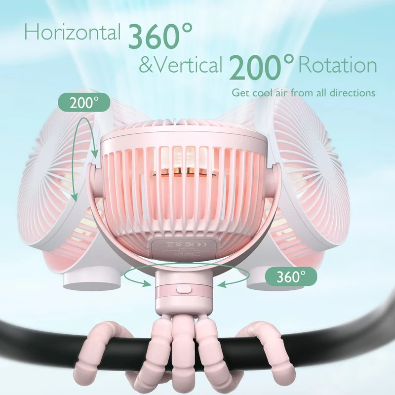 Bærbar USB-ventilator til rejser med genopladeligt batteri