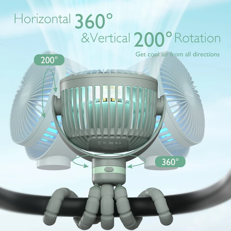 Bærbar USB-ventilator til rejser med genopladeligt batteri