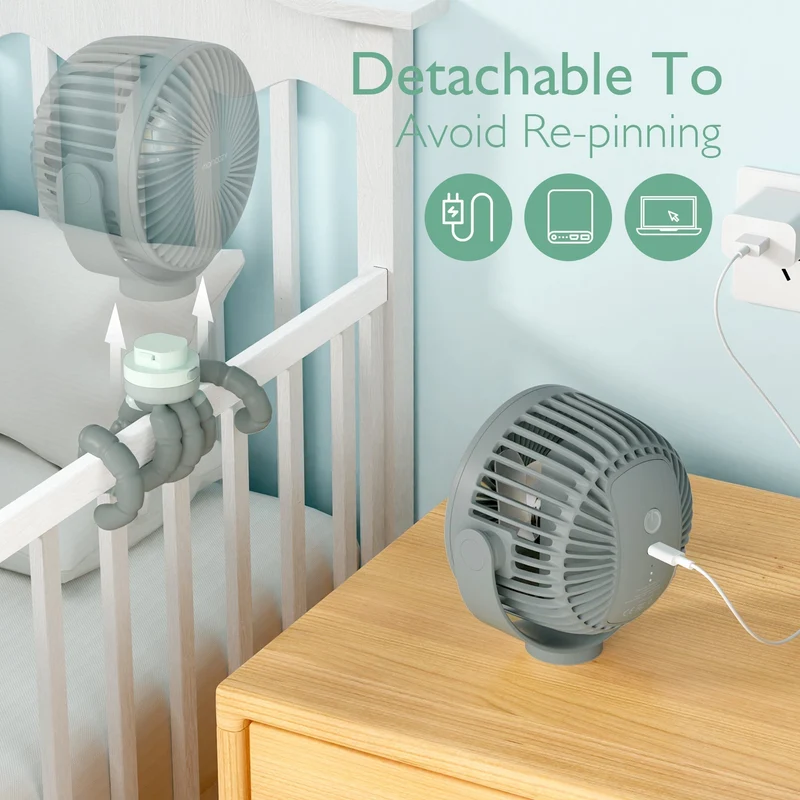 Bærbar USB-ventilator til rejser med genopladeligt batteri