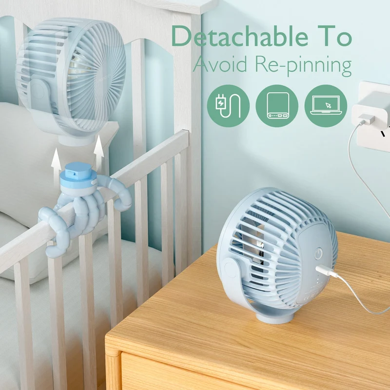 Bærbar USB-ventilator til rejser med genopladeligt batteri