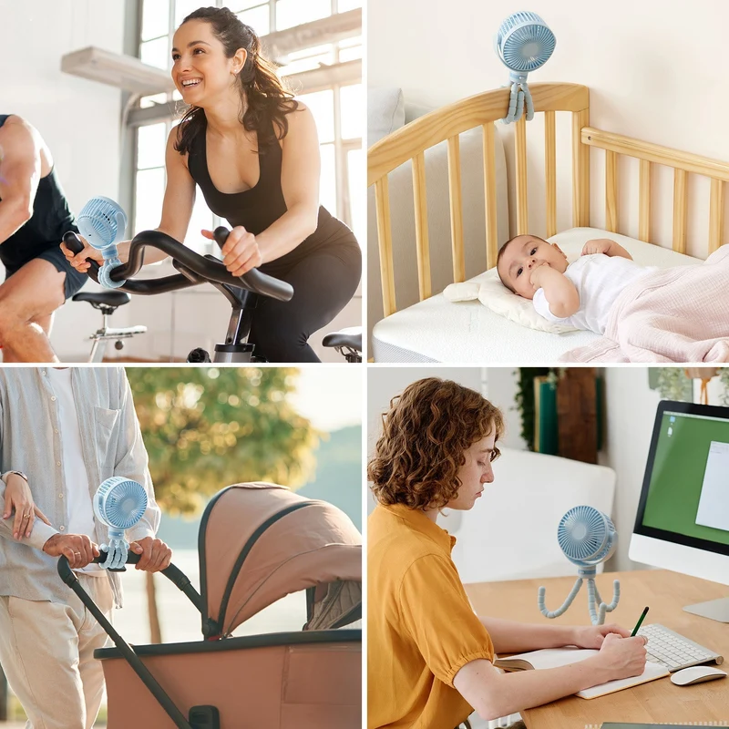 Bærbar USB-ventilator til rejser med genopladeligt batteri