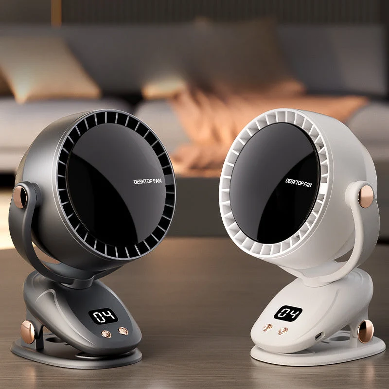Trådløs bladløs ventilator med digital skærm – stille og genopladelig til indendørs og udendørs brug