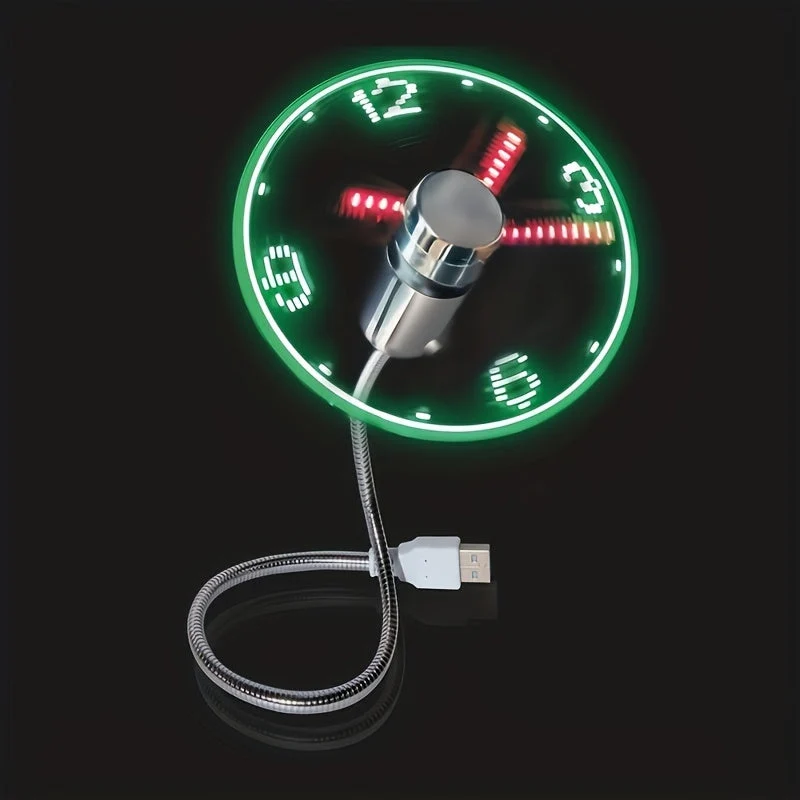 USB Blæser med LED Ur – Kompakt og Stilfuld