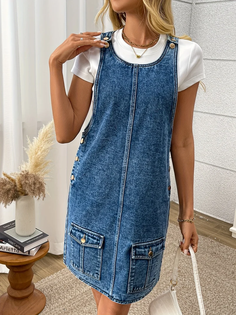 Chic Denim Kjole - Komfort og Stil i Ét