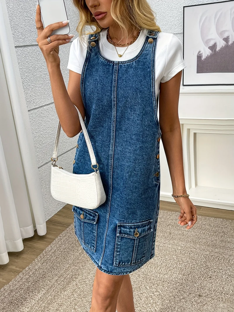 Chic Denim Kjole - Komfort og Stil i Ét