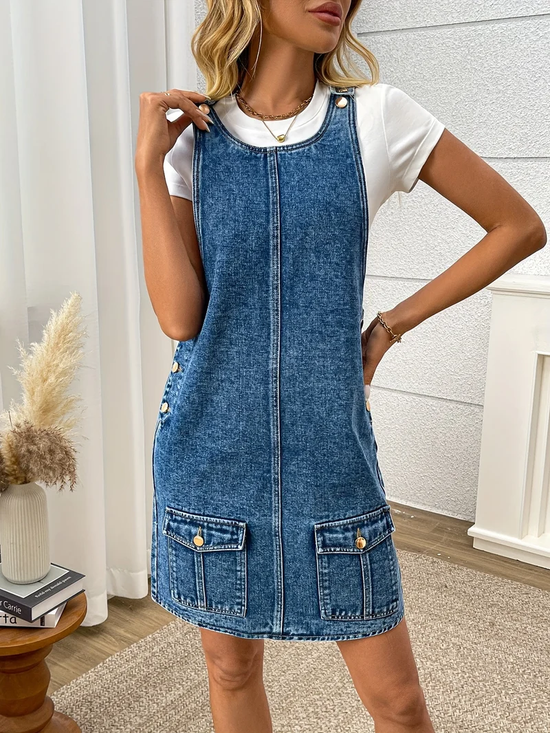 Chic Denim Kjole - Komfort og Stil i Ét