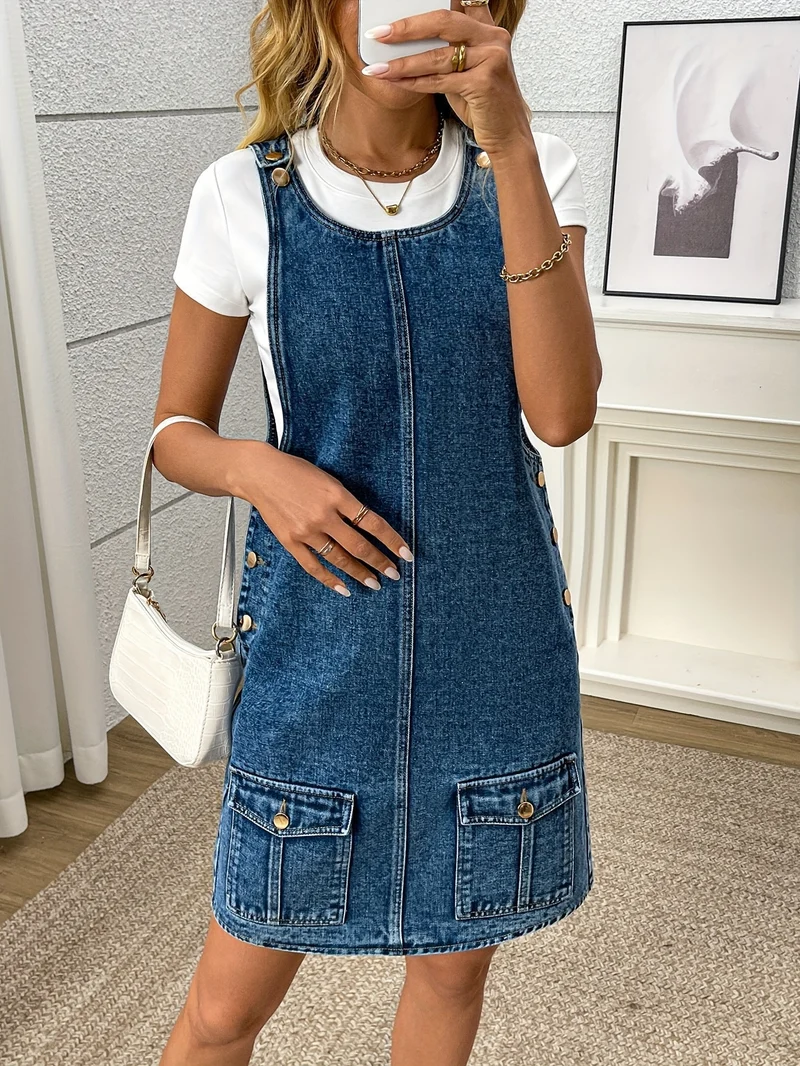 Chic Denim Kjole - Komfort og Stil i Ét