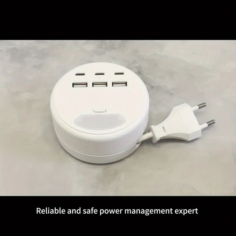 Smart stikdåse med USB-ladning – 3 USB-A og 3 USB-C porte