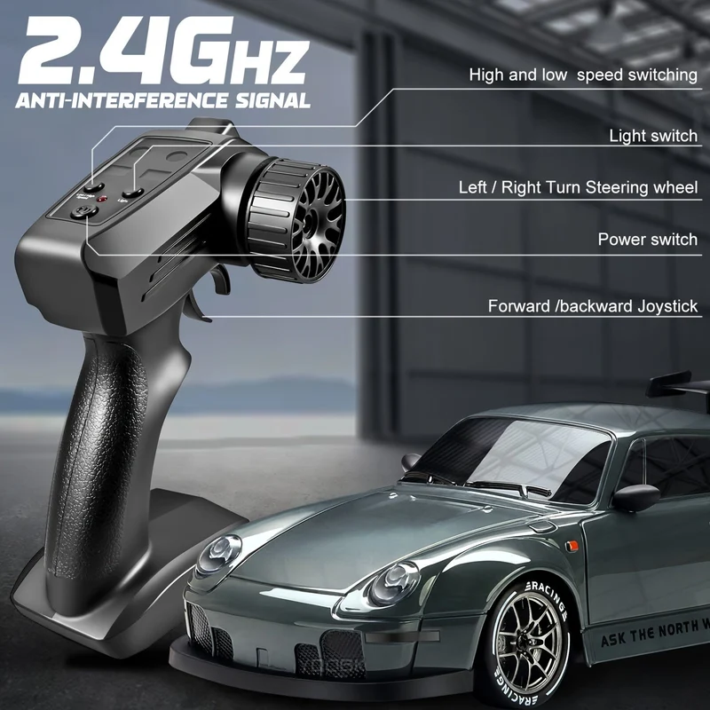 Fartfyldt 1:24 RC Driftbil med LED Lys – Genopladelig 4WD Racer