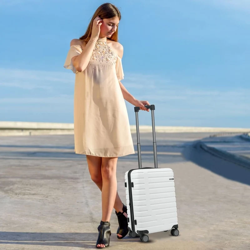 Udvidelig hård suitcase med 360° hjul og TSA-lås