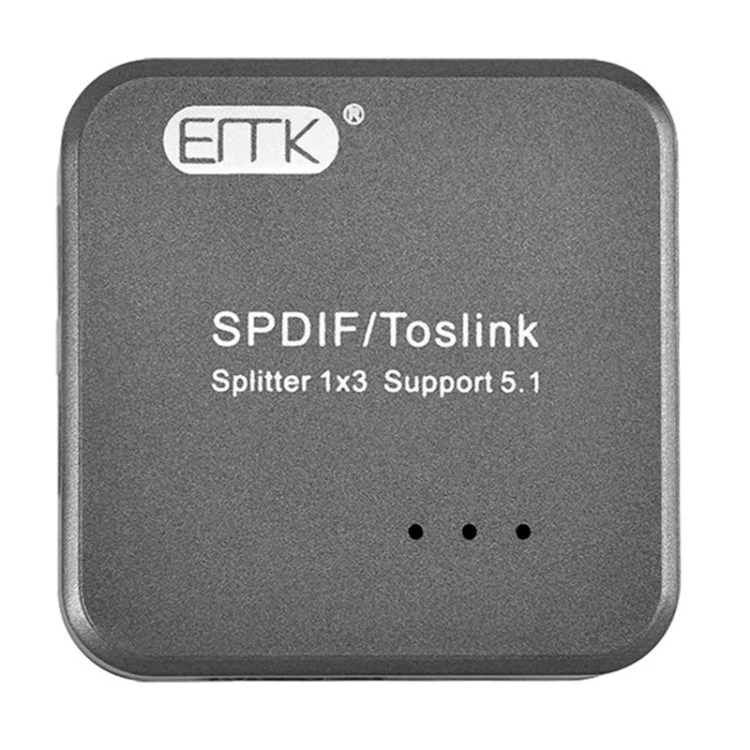 Digital Optisk Audio SPDIF Toslink Splitter Adapter - 1 Indgang 3 Udgange (Sølv Grå)