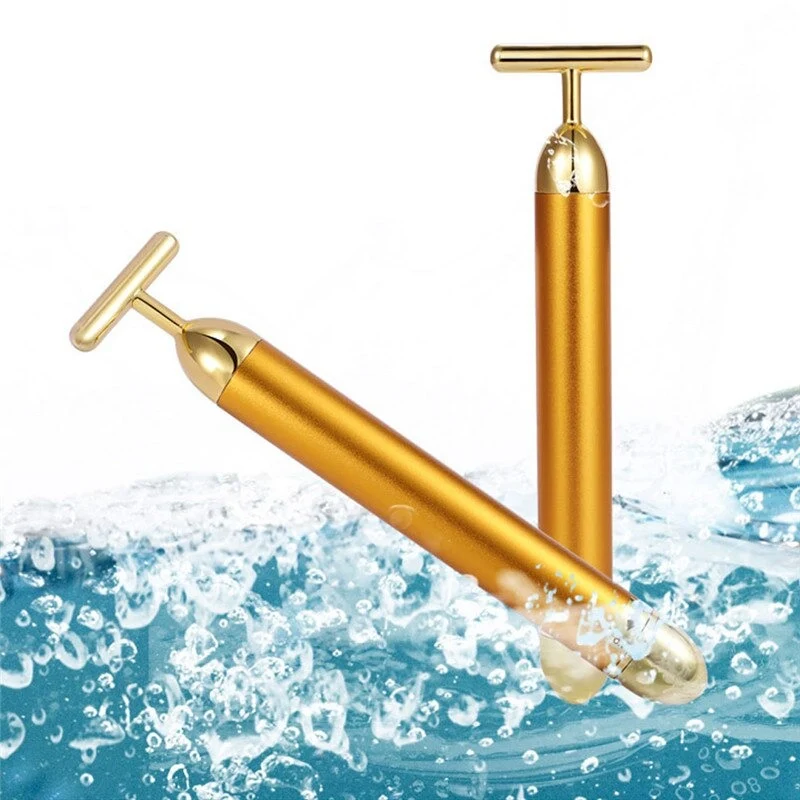 24K Guld T Ansigtsroller Massageapparat til Energi